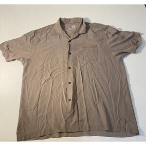 Tommy Bahama Shirt Mens XL Brown Button Up Casual 100% Silk Original Fit